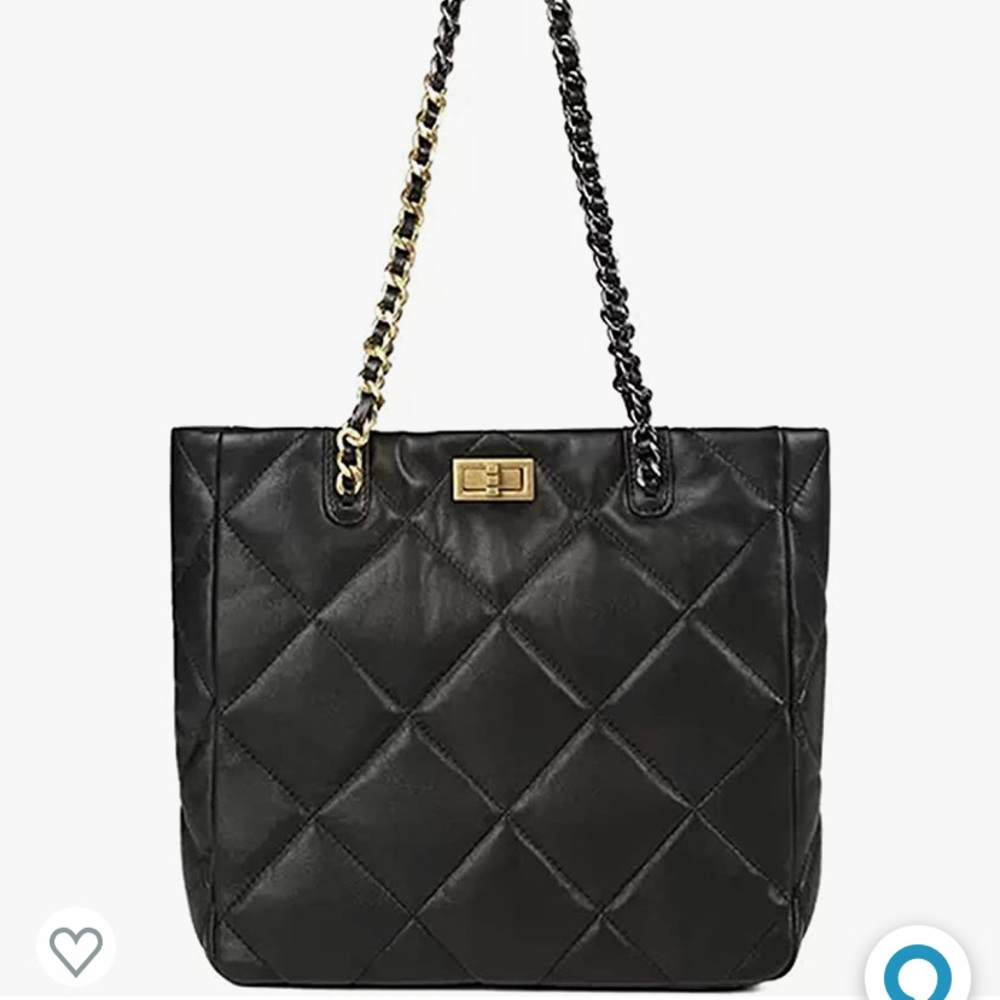Beautiful quilted satchel purse.  Black with gold accents.